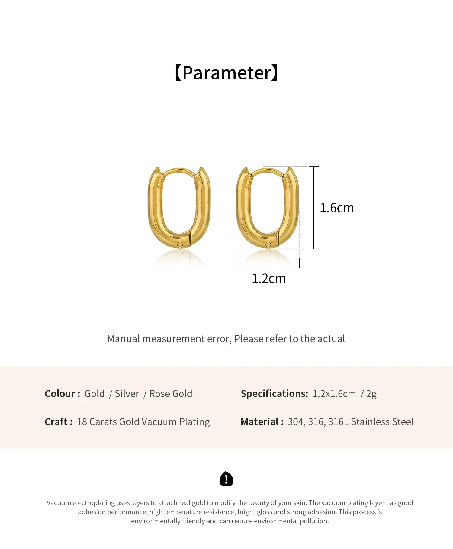 Korean Style Stainless Steel Material Gorgeous 'U' Shaped Metal Individual Classic EarringYWD-E1819 (2).webp
