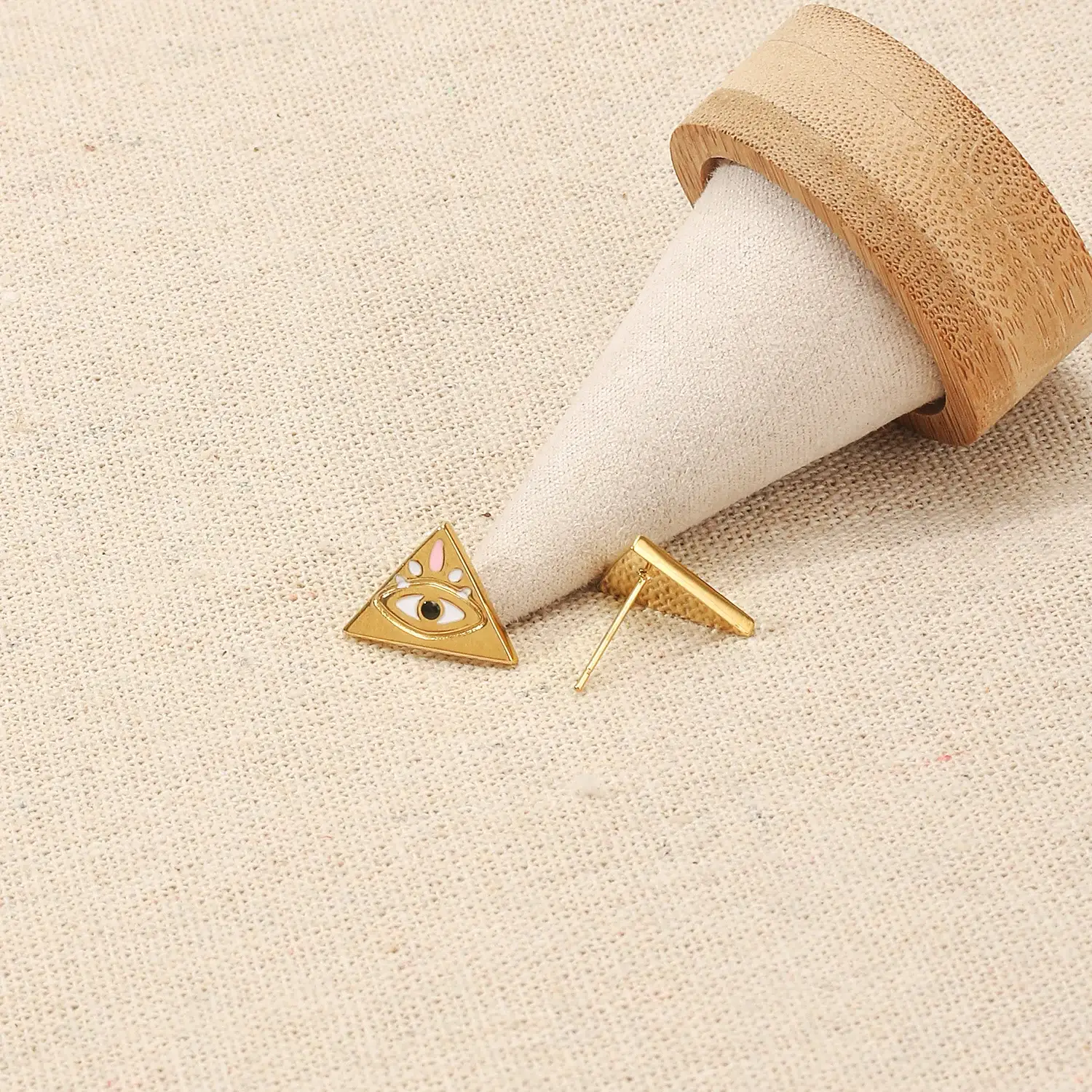 Mysterious Style Stainless Steel Material Individual Enemet Triangle Horus's Eye Shaped Unique Earring (4).webp