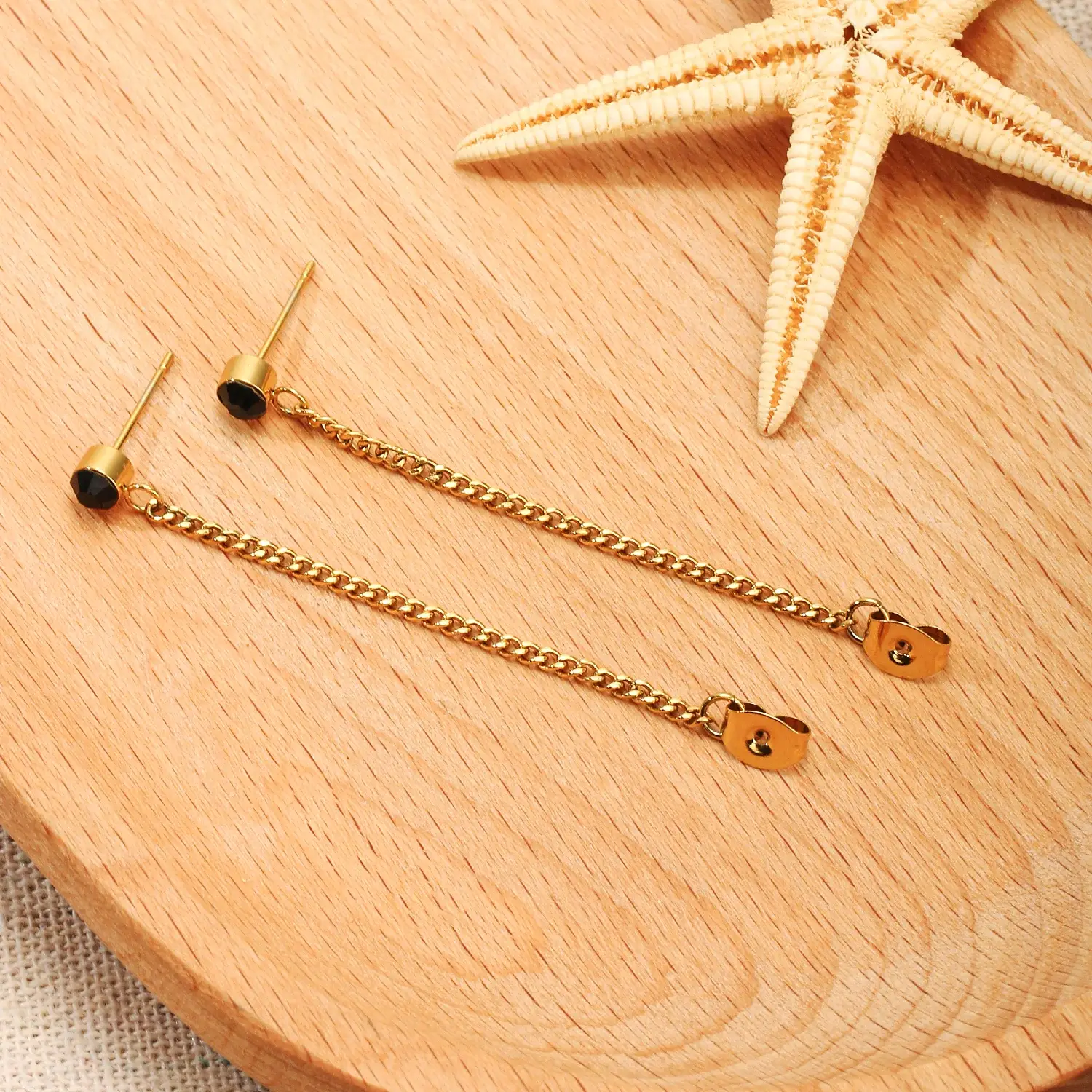 Korean Style Stainless Steel Material Gorgeous Crystal-studded And Hanging Chian Elegant Earring (3).webp