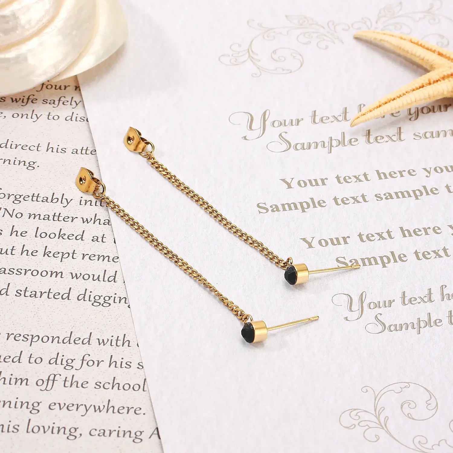 Korean Style Stainless Steel Material Gorgeous Crystal-studded And Hanging Chian Elegant Earring (4).webp