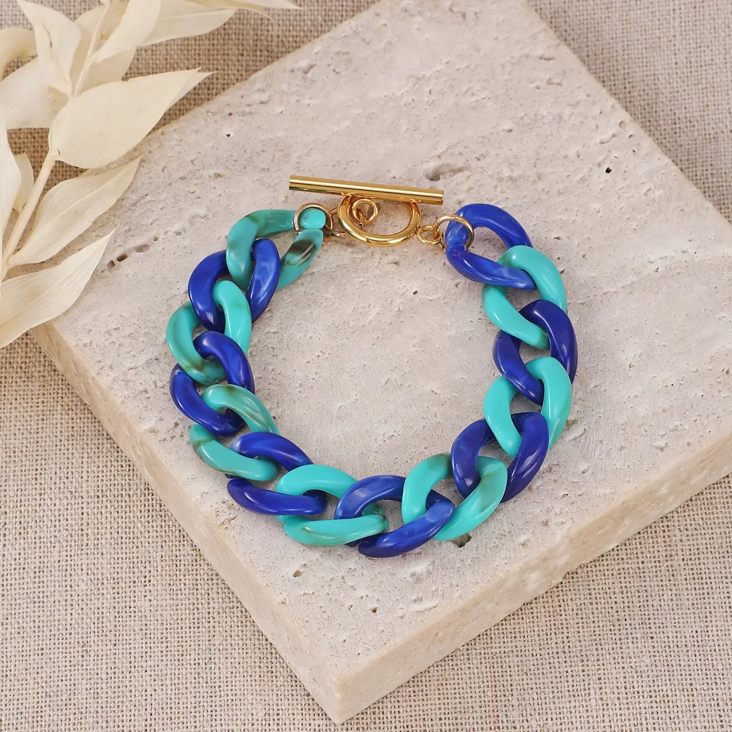 Korean Style Stainless Steel Material Beautiful Colourful Acrylic Tank Chain Fashion BraceletYWD-B1302-2 (7).webp