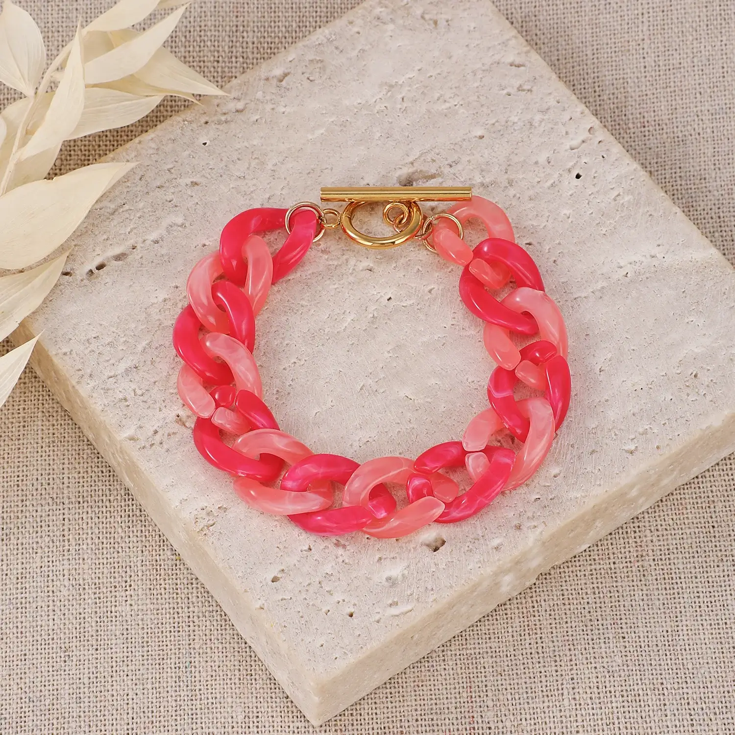 Korean Style Stainless Steel Material Beautiful Colourful Acrylic Tank Chain Fashion BraceletYWD-B1302-2 (8).webp