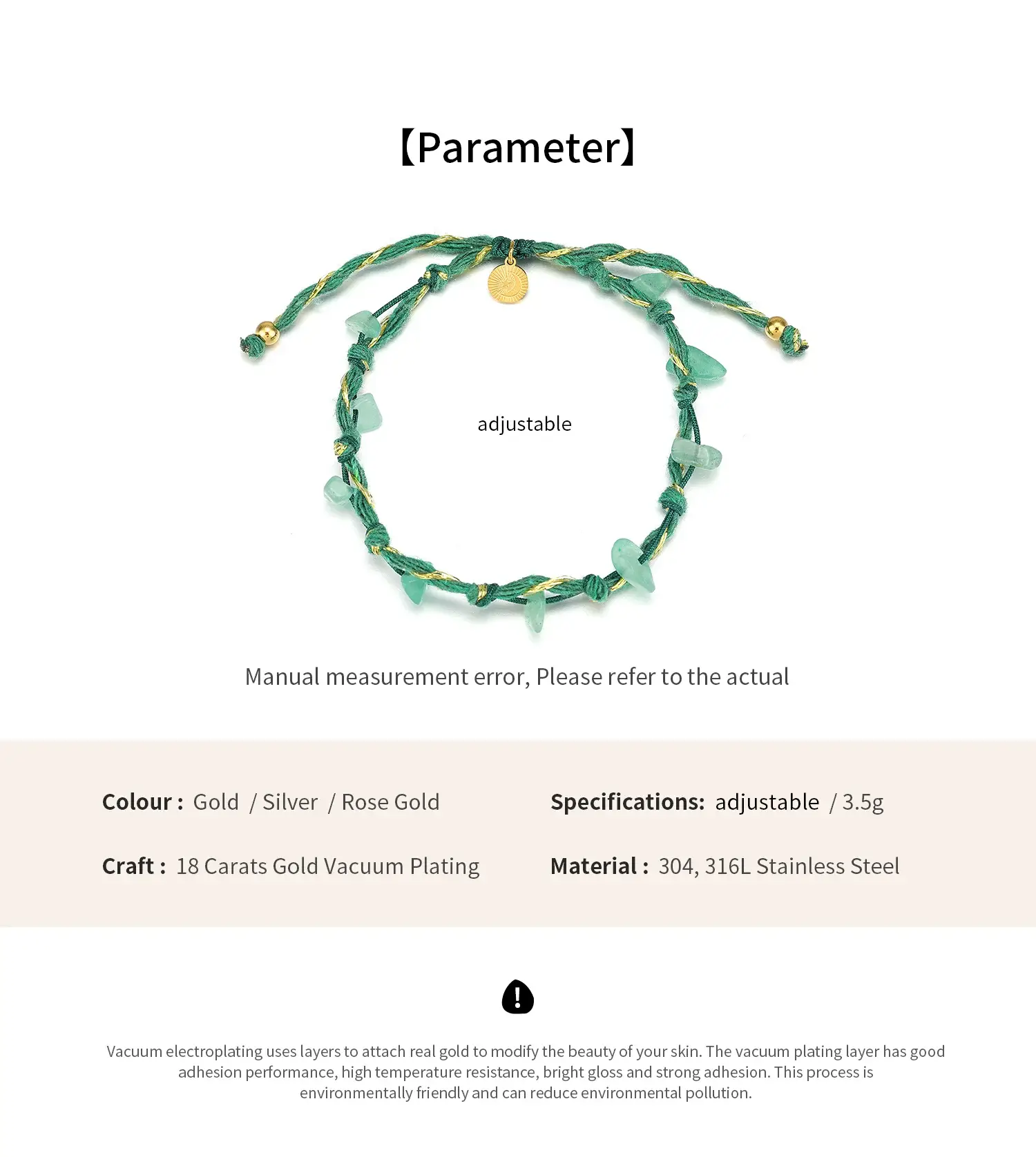 Instagram Style Stainless Steel Material Lovely Colourful Adjustable Rope Fashion  Elegant BraceletYWD-B1304-3 (2).webp