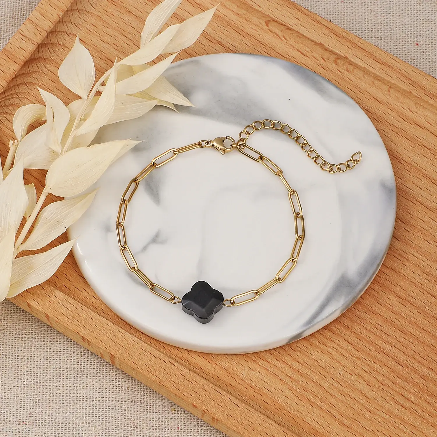  Modern Style Stainless Steel Material Individual Black Quincuncial Beaded GorgeousTrendy Bracelet尺寸1 (4).webp