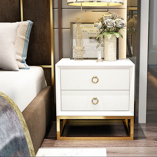 Contemporary Double Drawers Nightstand | LZ-BT009