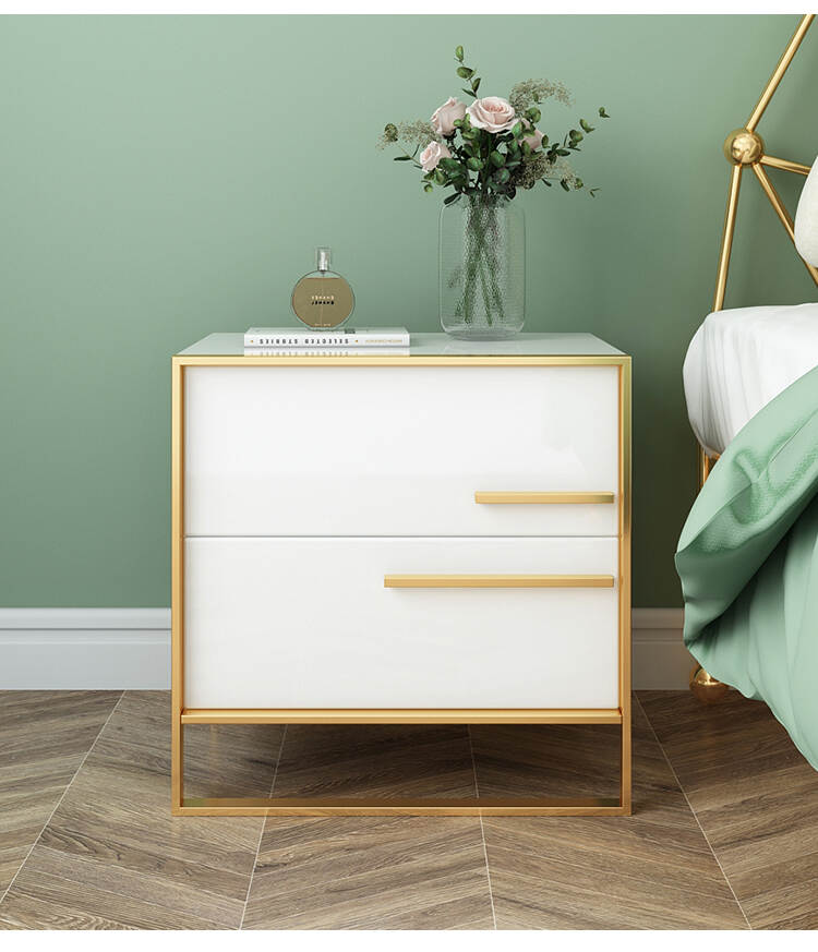 Modern Gold Wood Nightstand | LZ-BT007