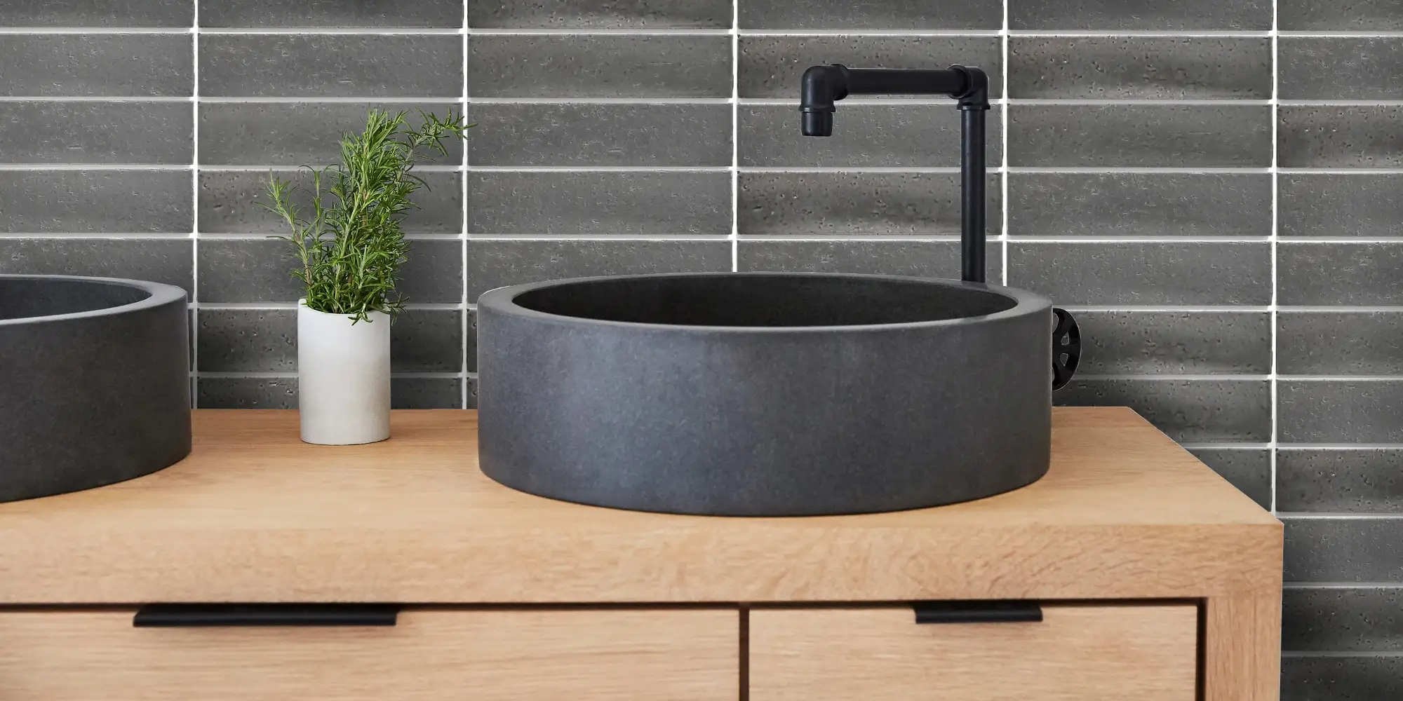grey matte subway tile 