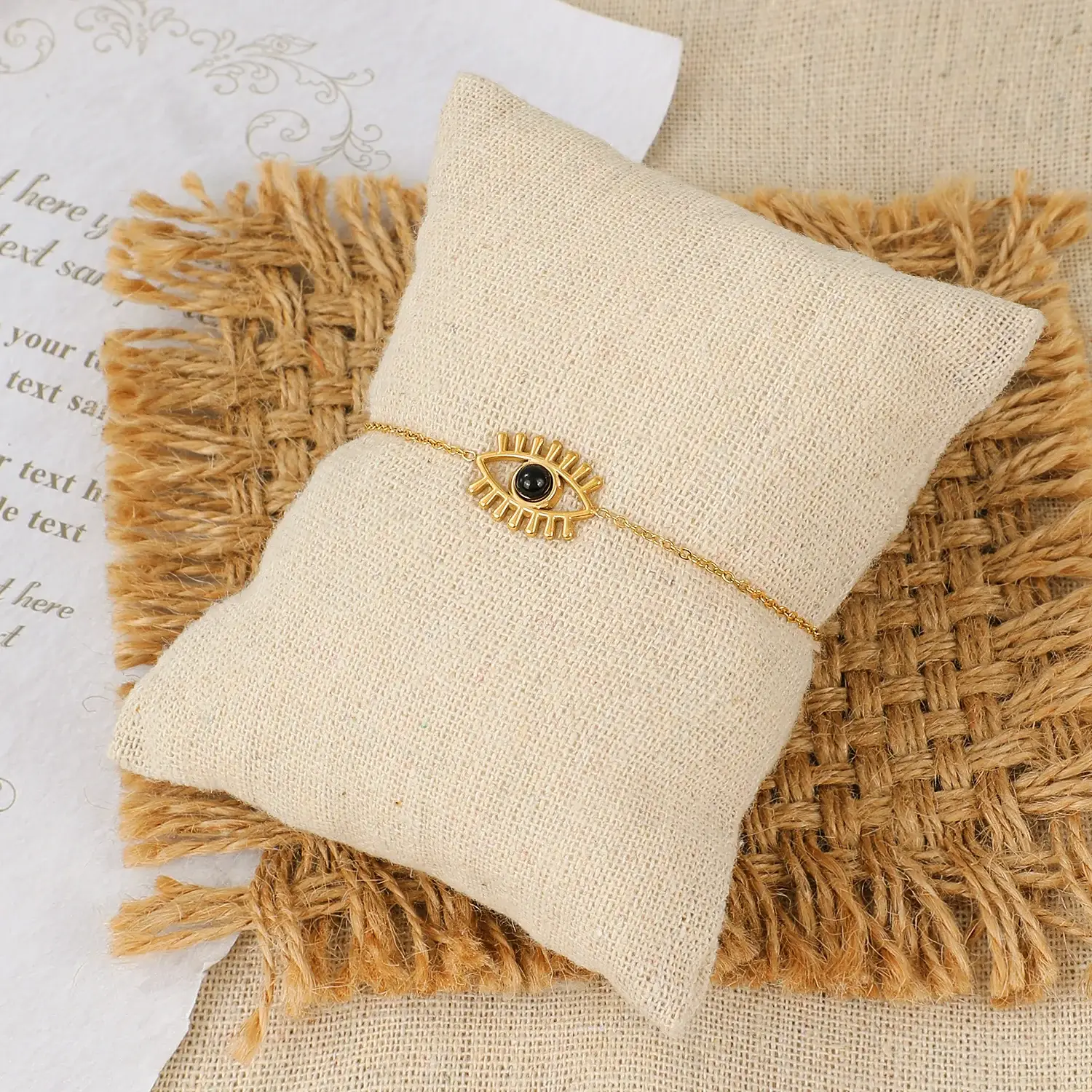 Chic and Classic Style Fashion Design Stainless Steel Bracelet Eye With Long eyelash Bracelet (2).webp