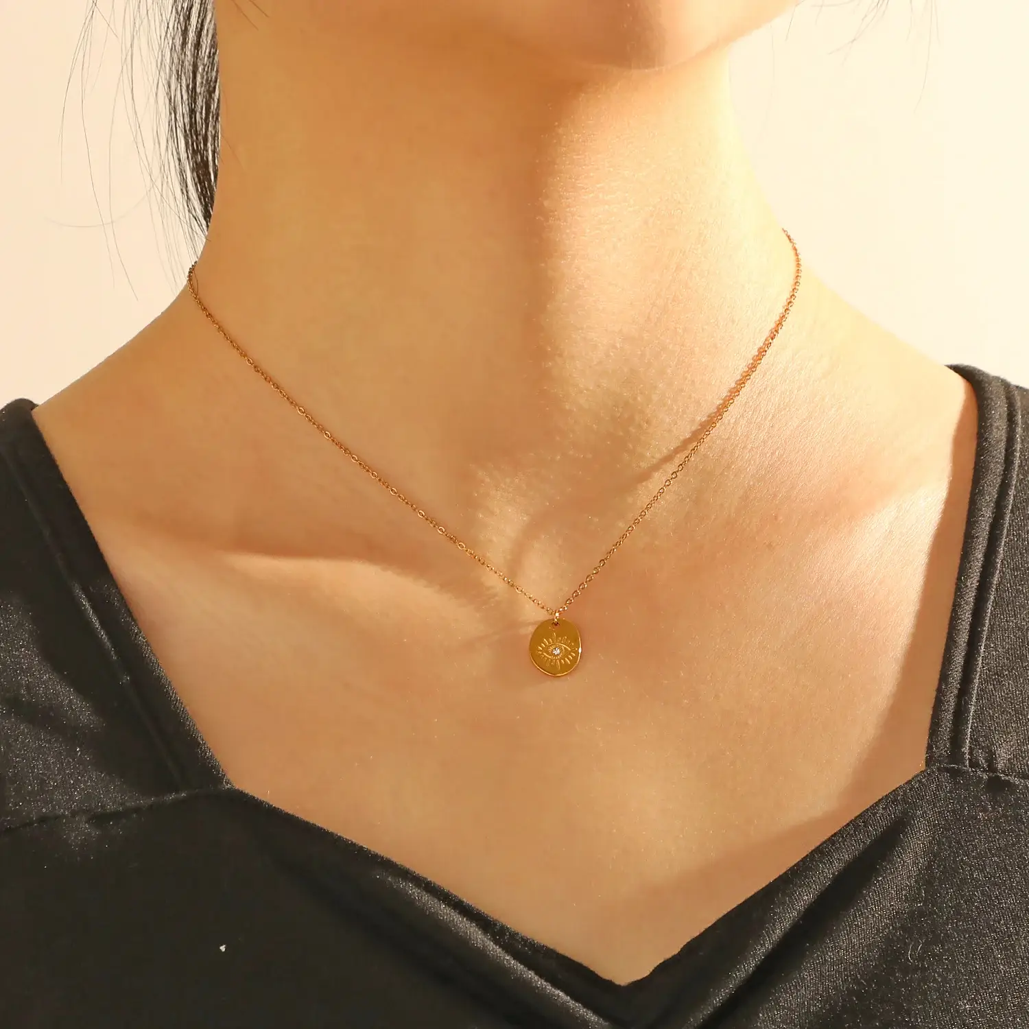 Eye With Zircon  Pendant Water proof  Non Tarnish Stainless Steel Necklace (1).webp