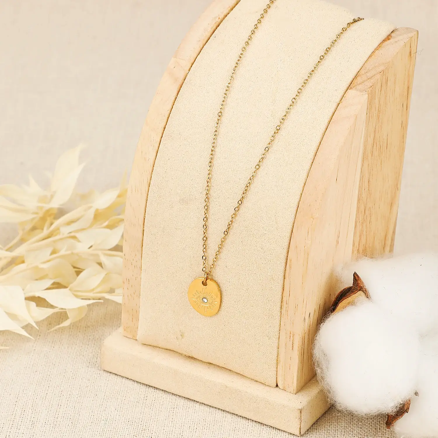 Eye With Zircon  Pendant Water proof  Non Tarnish Stainless Steel Necklace (3).webp