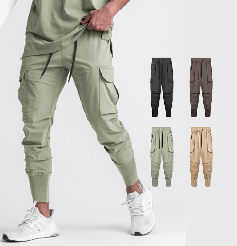 Hot Selling Solid Color Mens Overalls Elastic Stacked Joggers Sweatpants Sports Pants