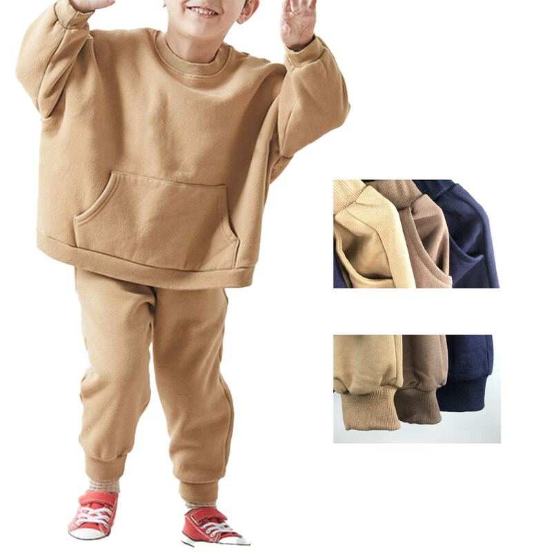 Fall Fashion Casual Custom Pullover Fleece Kids Children Tracksuit