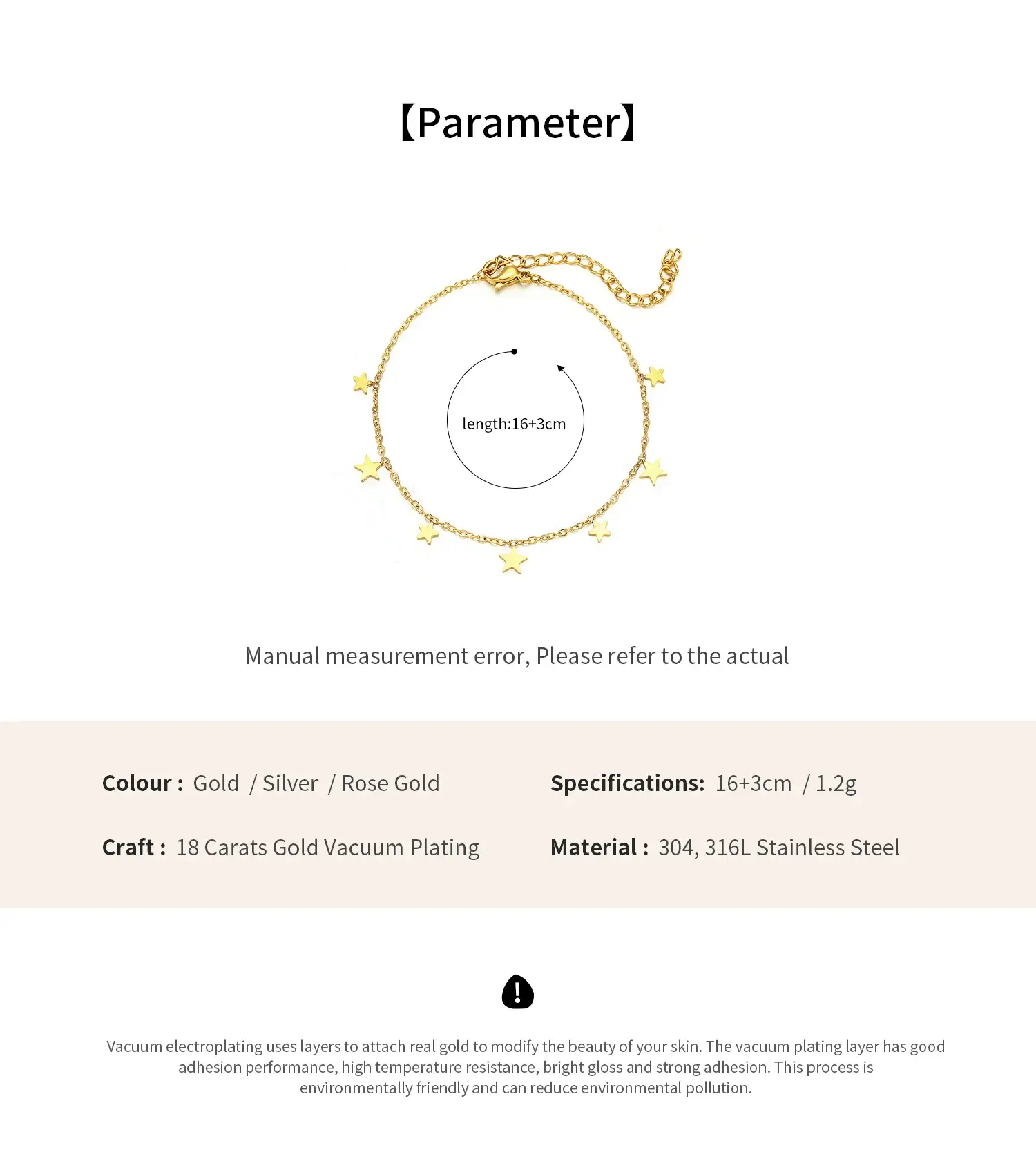 Star Shape dangle on the wrist  Stainless Steel With Gold Plating Bracelet  (7)(1).webp