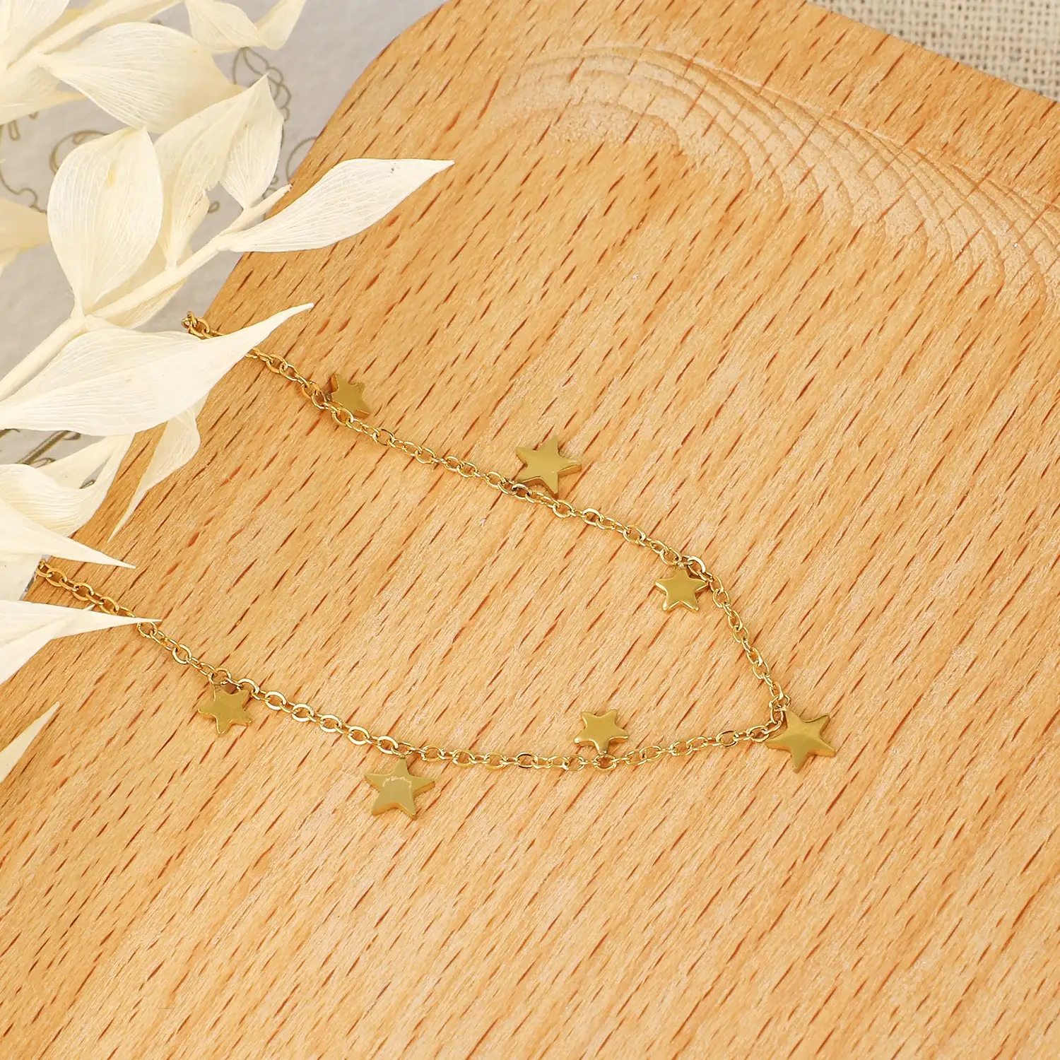 Star Shape dangle on the wrist  Stainless Steel With Gold Plating Bracelet  (4)(1).webp
