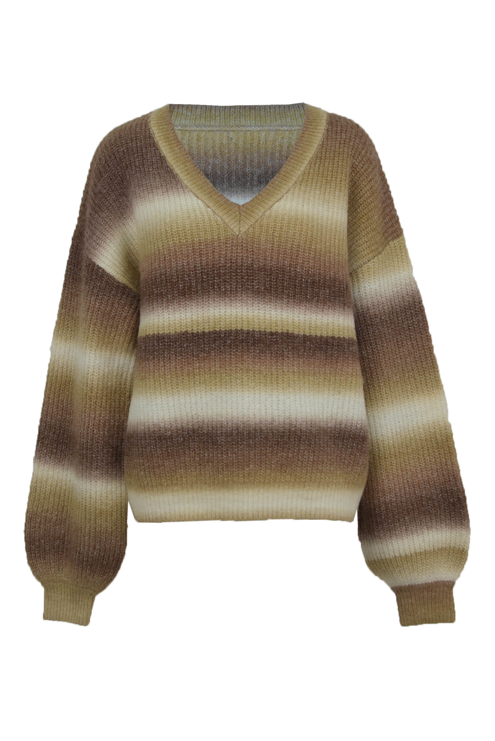 OEM Customized Women's Stripe V Neck Sweater
