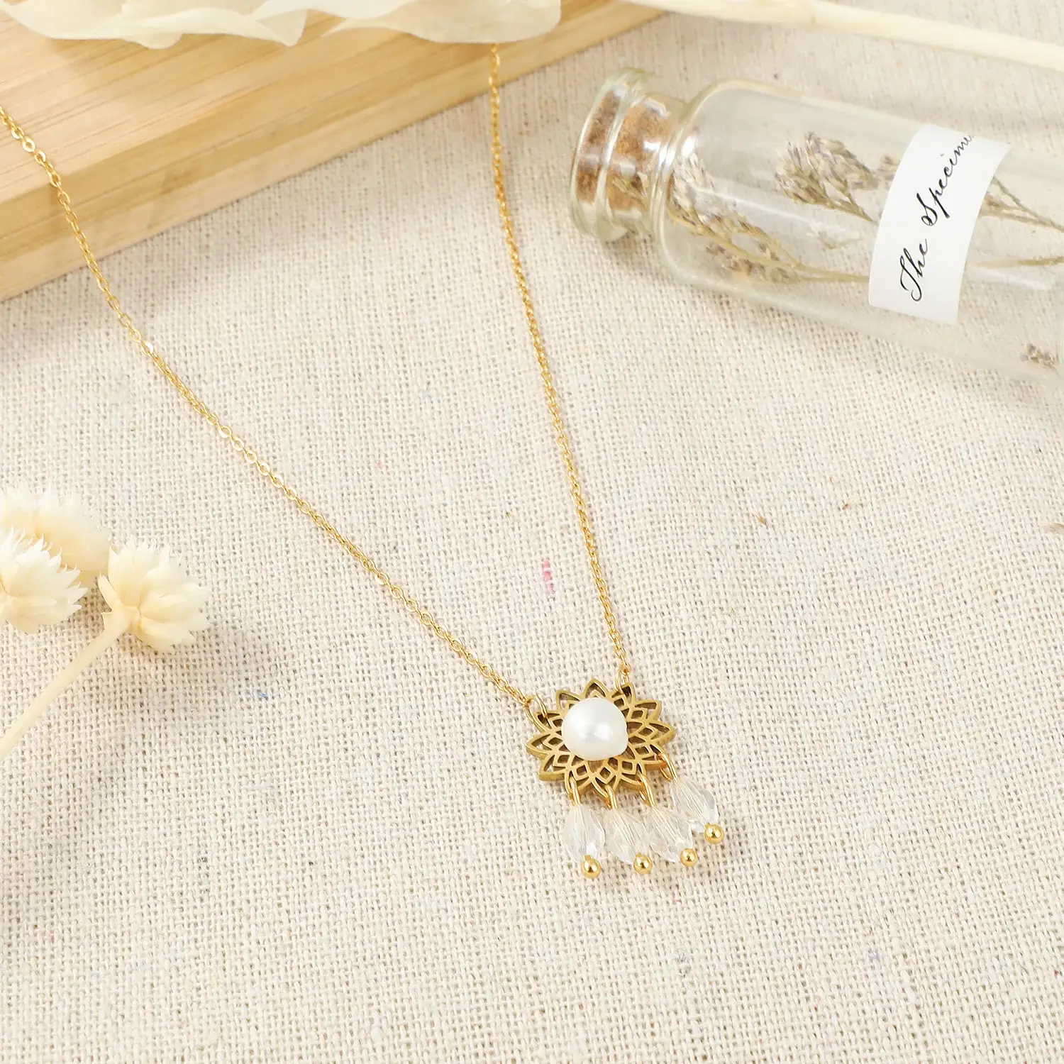 Bohemia Style SS22 trendy Necklace Natural Pearl Beads With  Crystal Beads Dangle Stainless Steel Necklace  (2).webp