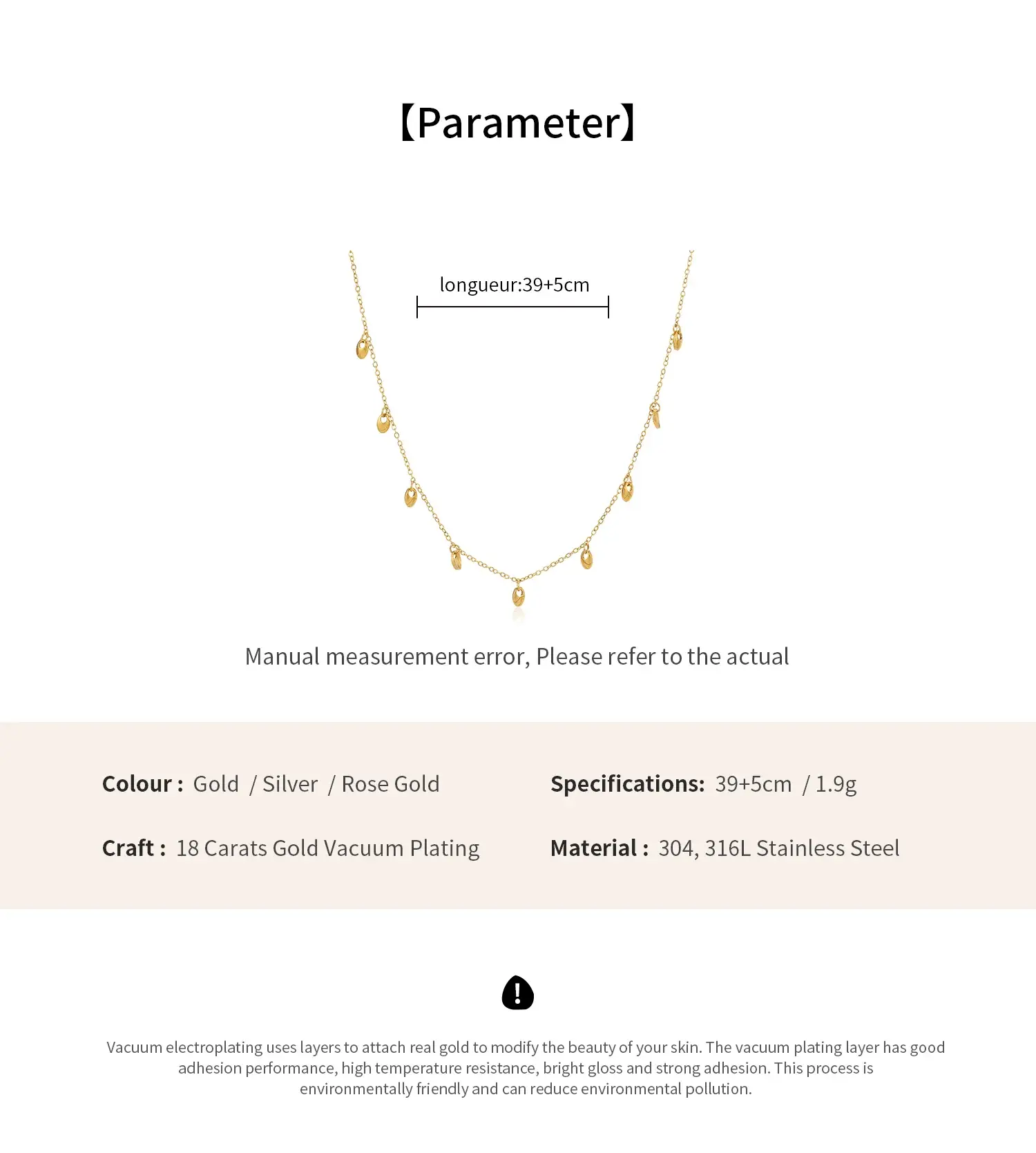 Elegant and Refined Water Drop Dots Stainless Steel With 18K Gold Plating Stainless Steel Necklace (6).webp