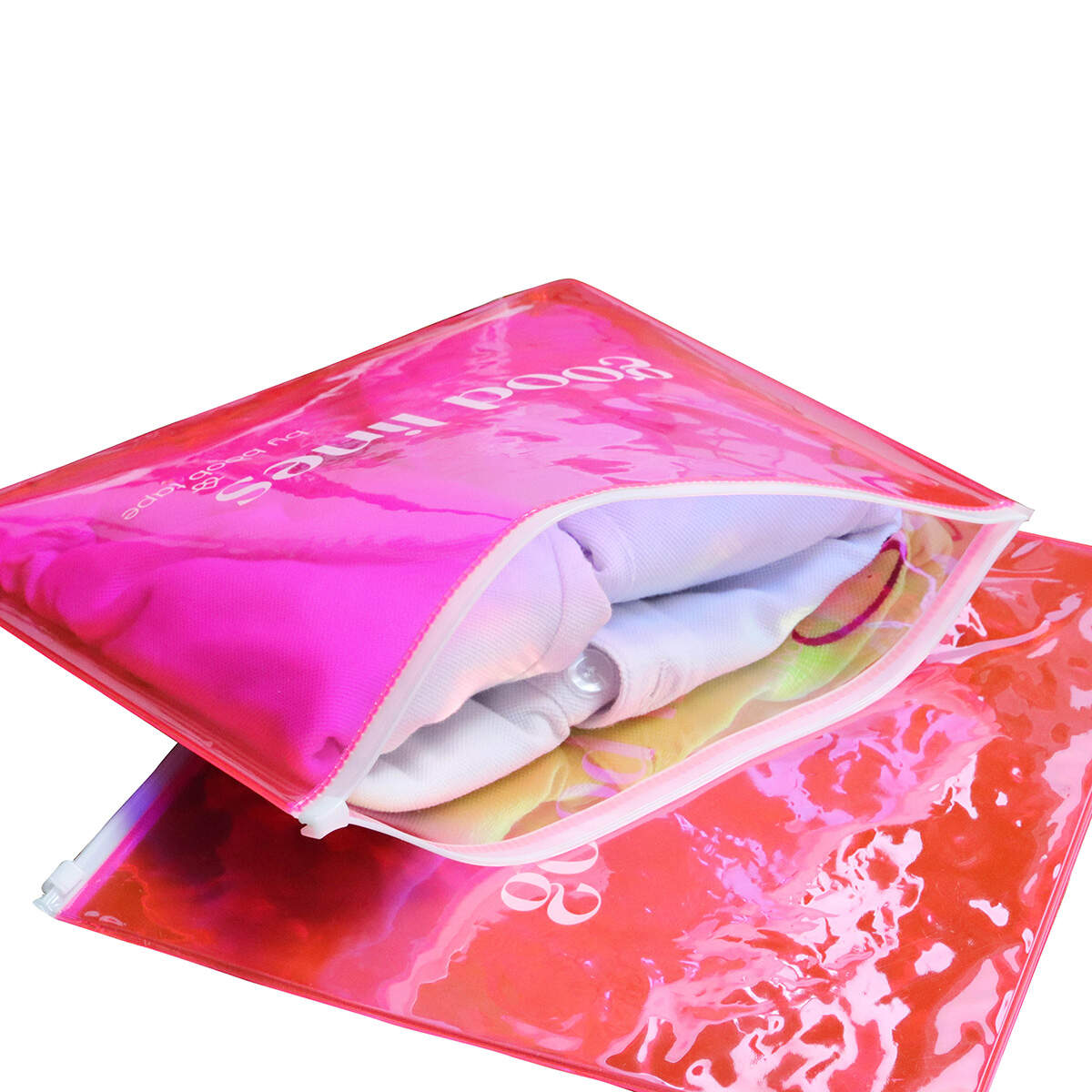 PVC Symphony Zipper Bag Customized Size Packaging Pouch With Zipper For Clothing With Logo