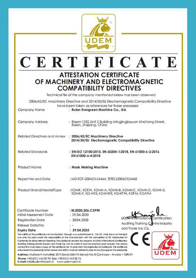 Plastposemaskin CE-sertifikat