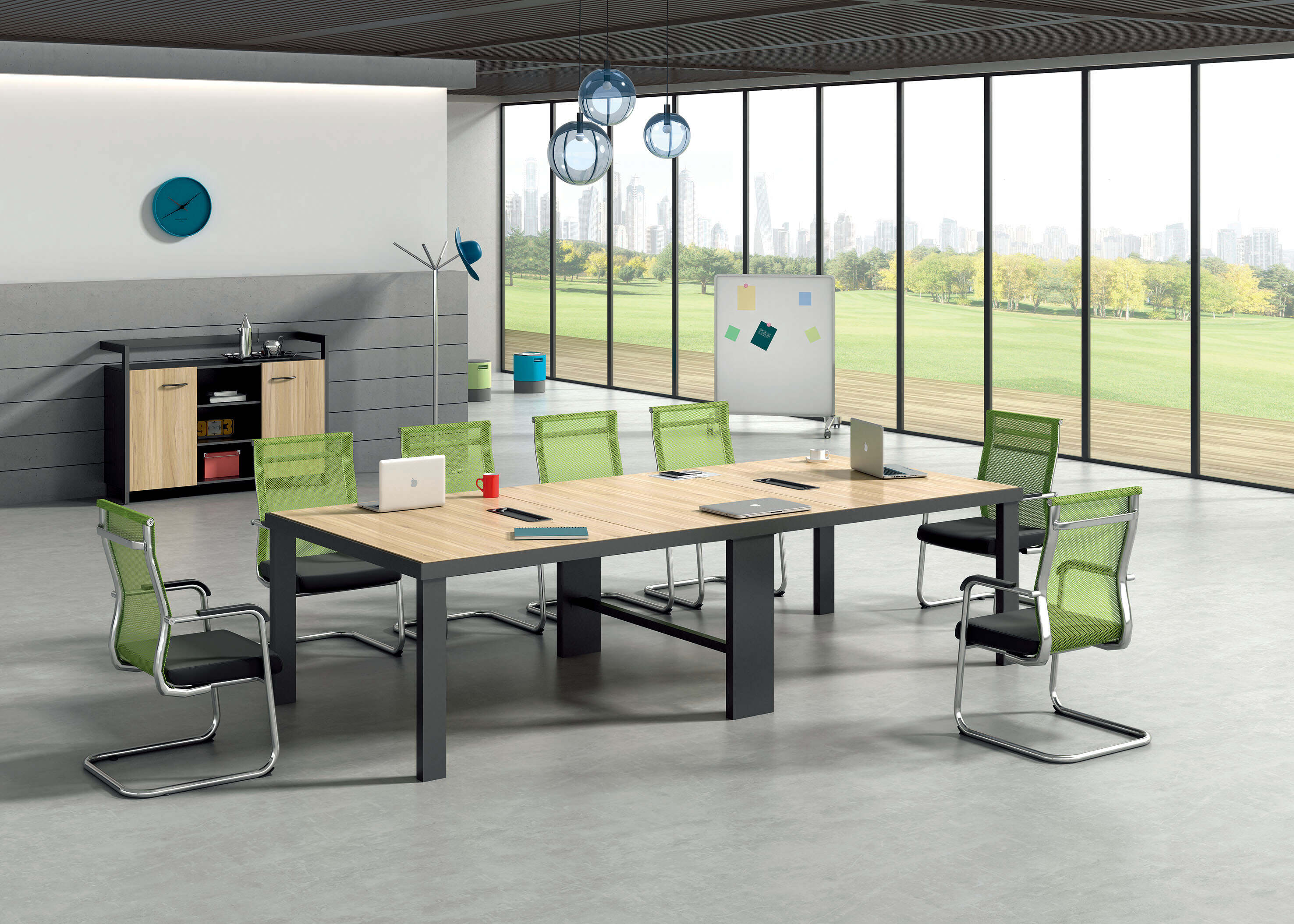 wooden meeting table
