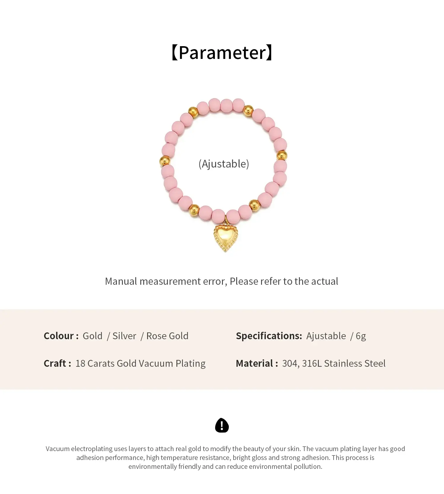 SS22 Trendy Style Pink small beads mixed with gold beads heart pendant cut bracelet (6).webp