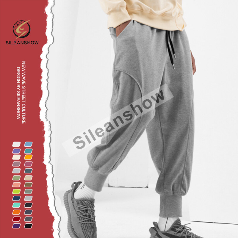 Mens Solid Color Plus Size Custom Overalls Elastic Stacked Joggers Sports Pants