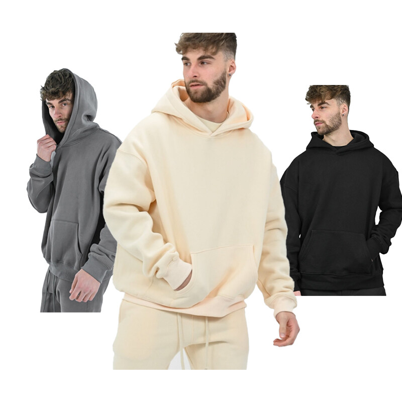 Plus Size Wholesale Pullover Solid Color Plain Custom Casual Men Cream Hoodie-copy-copy