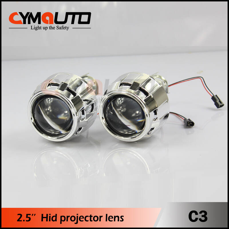 CYMAUTO 2.5inch 3inchC3  CCFL Led/hid projector Round shape shroud projector bixenon lens