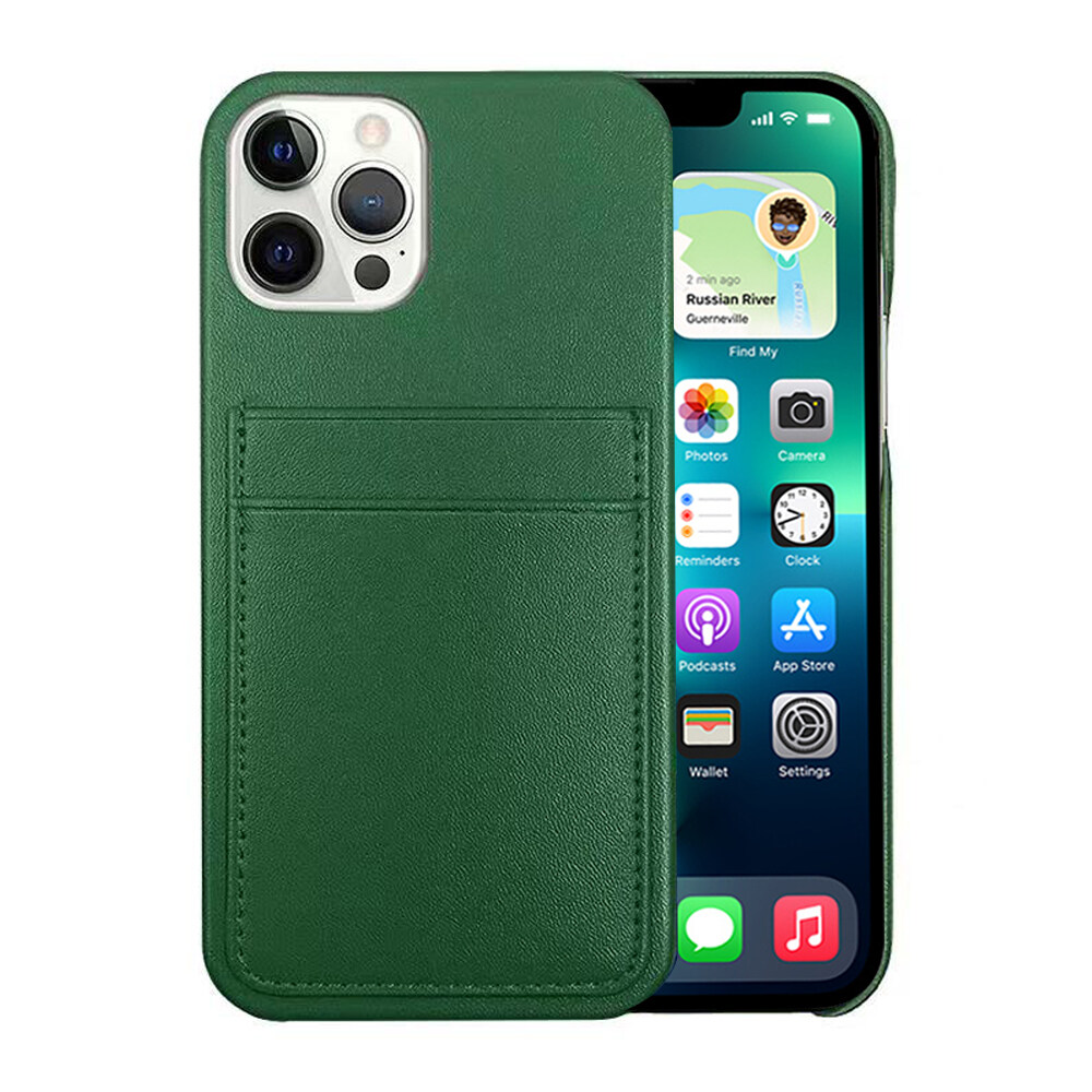 Personalize capas de couro real nappa para celular com logotipo do monograma e slots para cartão para iPhone 13 Pro Max