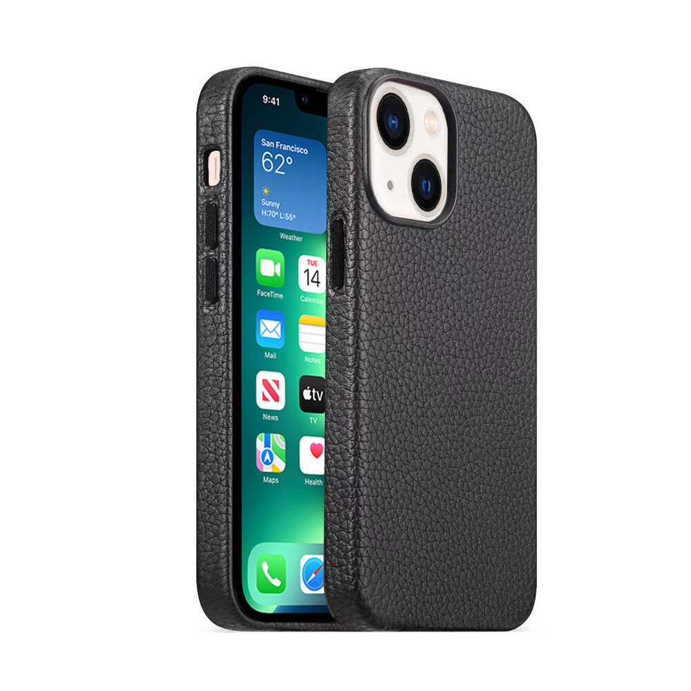 Geniune Leder-Kalbsleder-Handyhülle für iPhone 13 Back Case Slim Fit Schutzhülle Snap on Cases