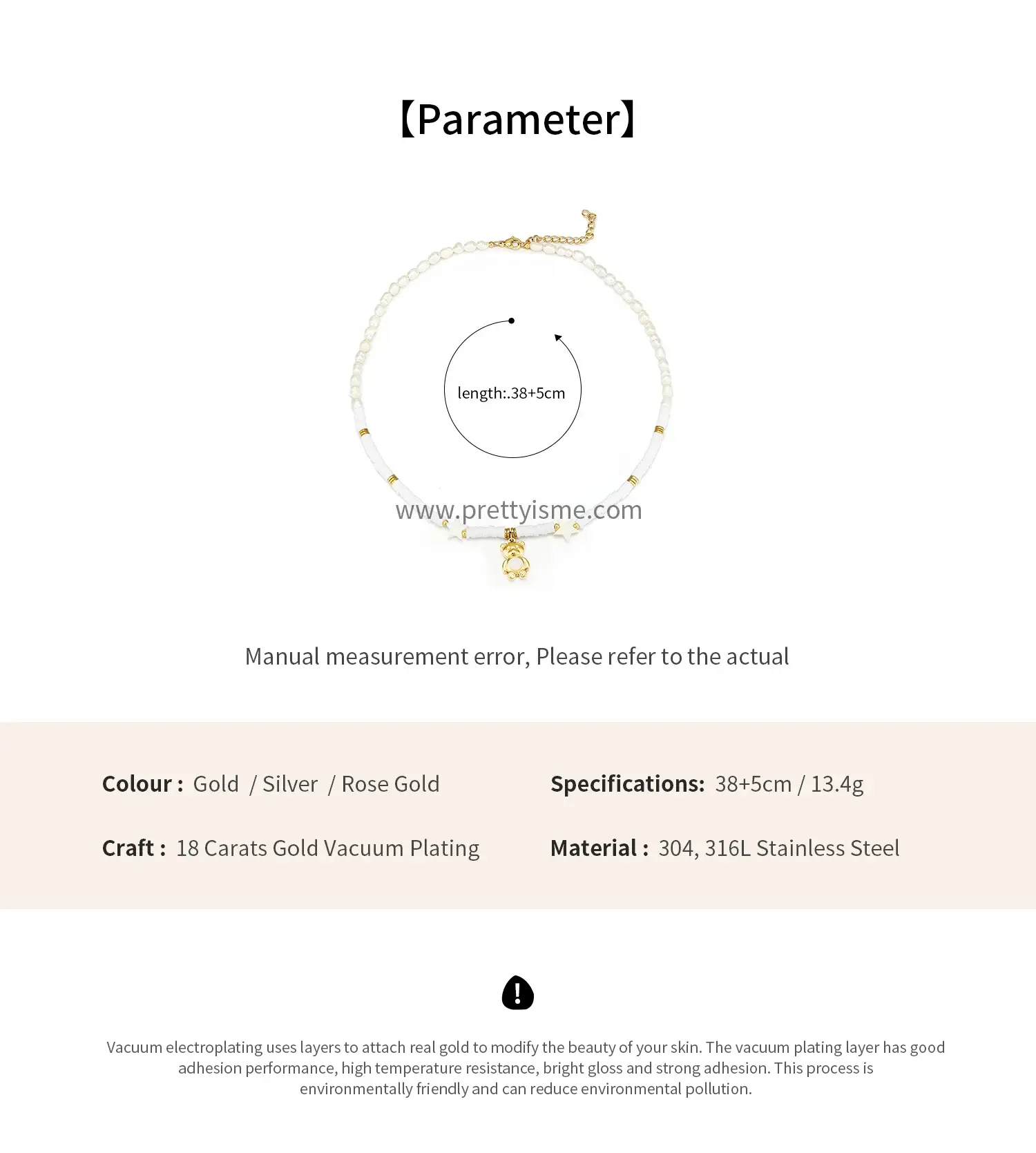 Pretty is me Collection 18K Gold Plated Stainless Steel Necklace With Shell Bear French Style Designer Pearl Chain Necklace (6).webp