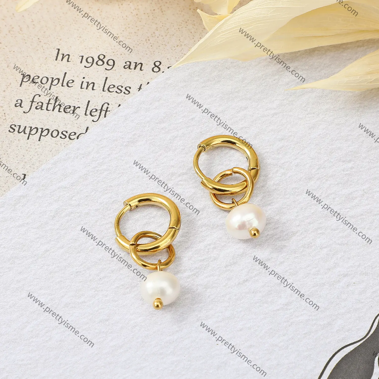 Pretty is me Collection 18K Gold Plated StaStainless Steel Jewelry High End Fashion Ear Ring Pearls Pendant Earrings (2).webp