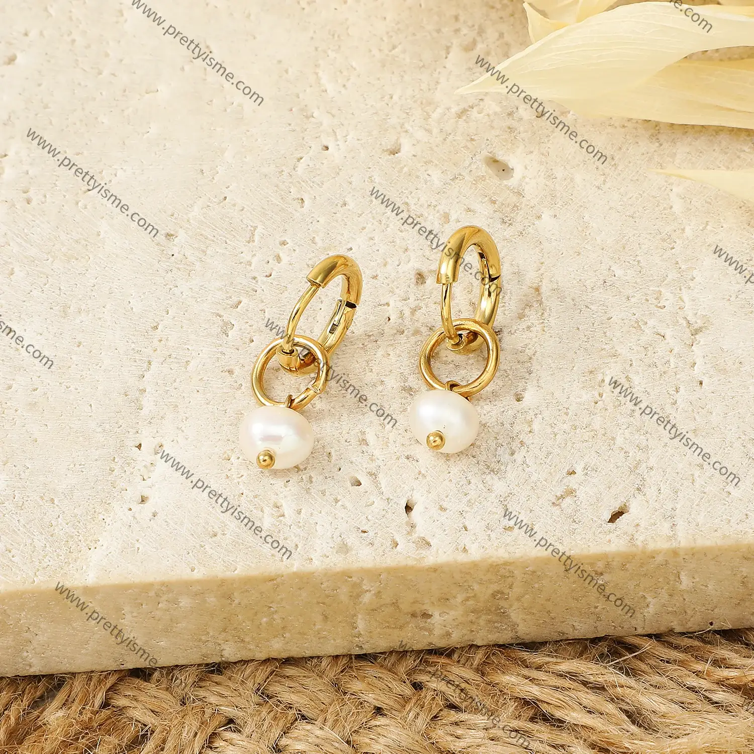 Pretty is me Collection 18K Gold Plated StaStainless Steel Jewelry High End Fashion Ear Ring Pearls Pendant Earrings (6).webp