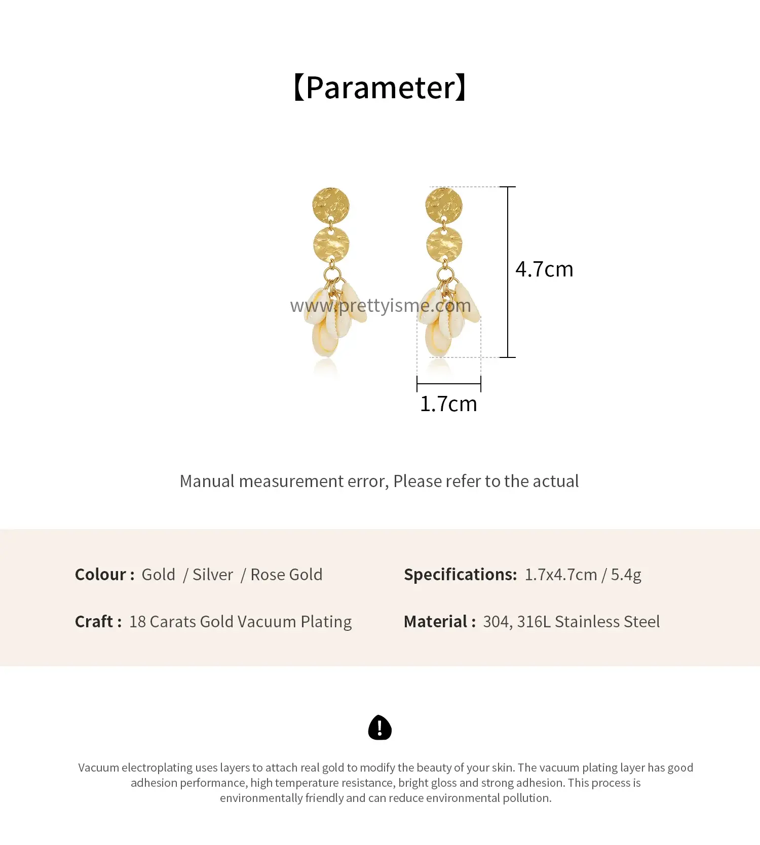 Pretty is me Collection 18K Gold Plated Stainless Steel Jewelry New Trendy Ear Ring Shell Pendant Earrings (6).webp