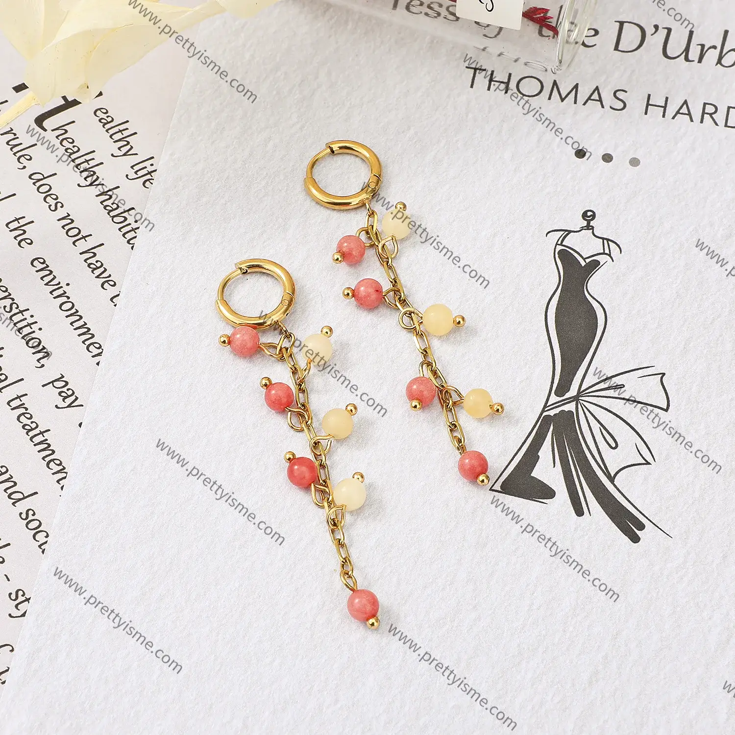 Pretty is me Collection 18K Gold Plated Stainless Steel Jewelry New Trendy Ear Ring Nature Stone Earrings Cystal Earrings (1).webp