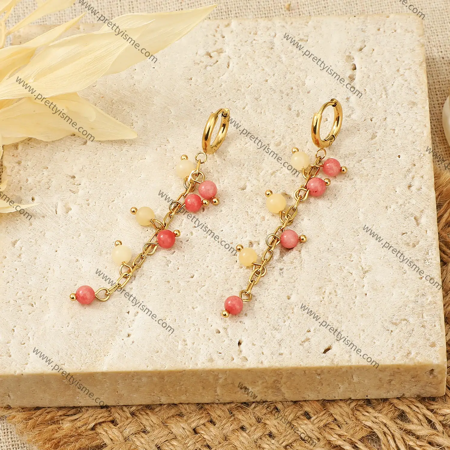 Pretty is me Collection 18K Gold Plated Stainless Steel Jewelry New Trendy Ear Ring Nature Stone Earrings Cystal Earrings (2).webp