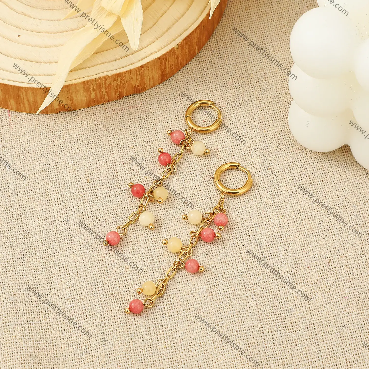 Pretty is me Collection 18K Gold Plated Stainless Steel Jewelry New Trendy Ear Ring Nature Stone Earrings Cystal Earrings (3).webp