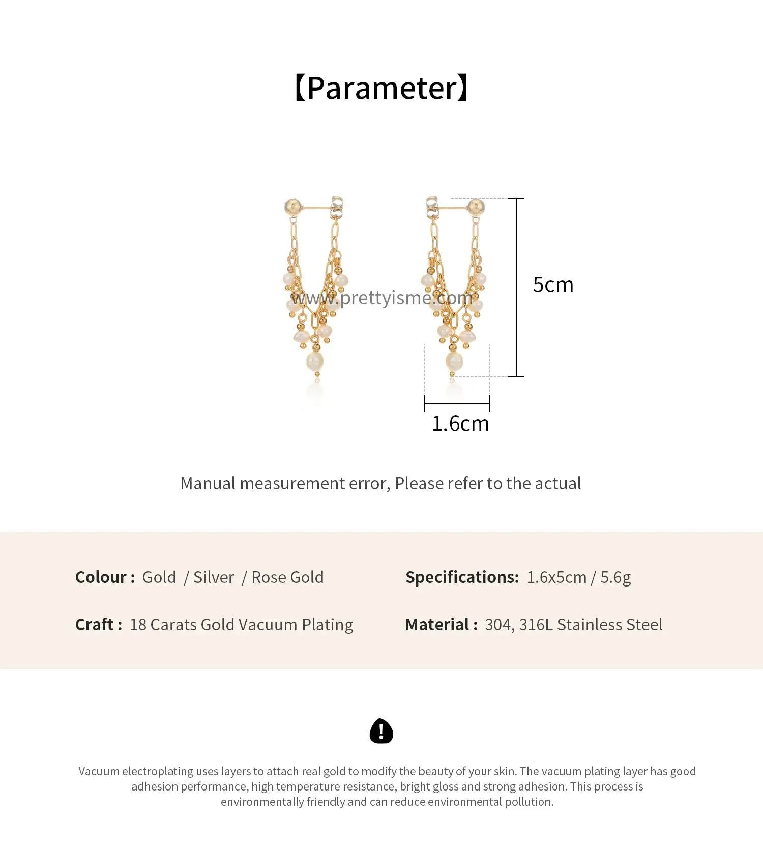 Pretty is me Collection 18K Gold Plated Stainless Steel Jewelry New Trendy Ear Ring Pearl Chain Earrings (5).webp