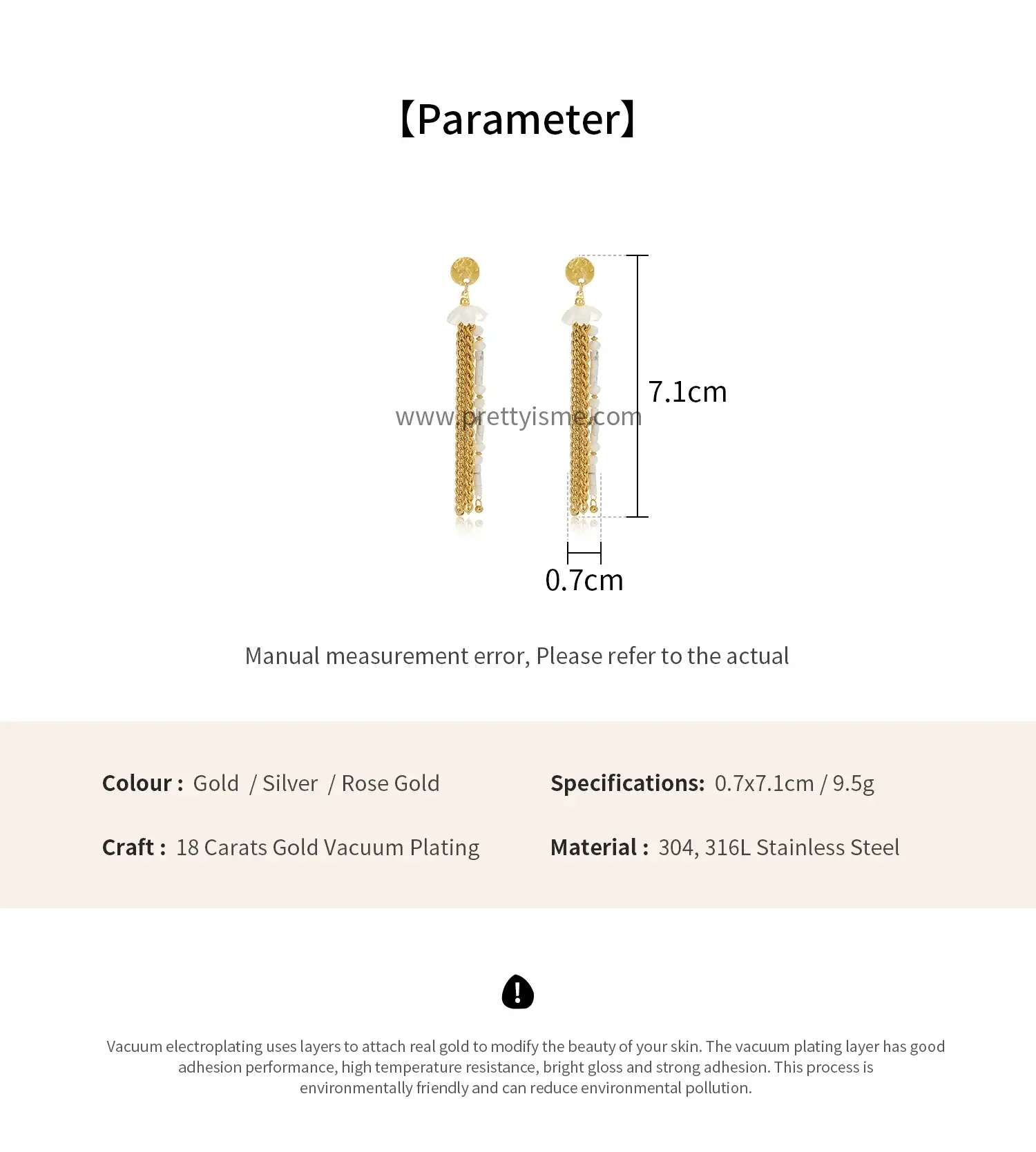 Pretty is me Collection 18K Gold Plated Stainless Steel Jewelry New Trendy Ear Ring Beaded Chain Earrings (6).webp