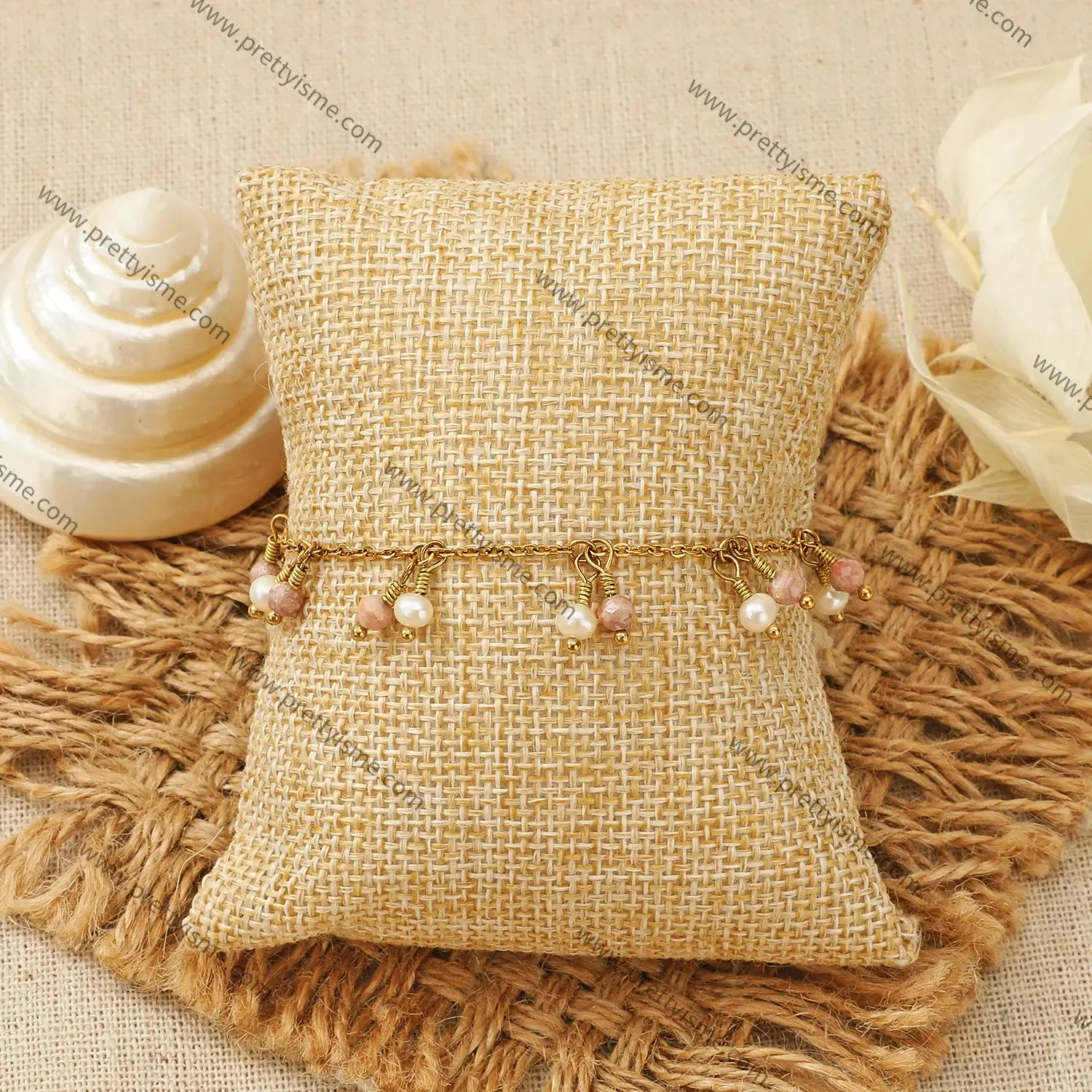 Pretty is me Collection pearl and Natural Stone Beads Bead Pendant Chic Style Stainless Steel Bracelet (2).webp