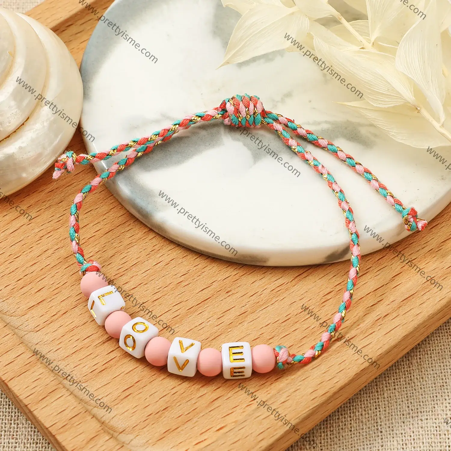 Pretty is me Collection Hand Woven Hand Rope Bracelet Round Beads Mixed LOVE Square Beads (1).webp