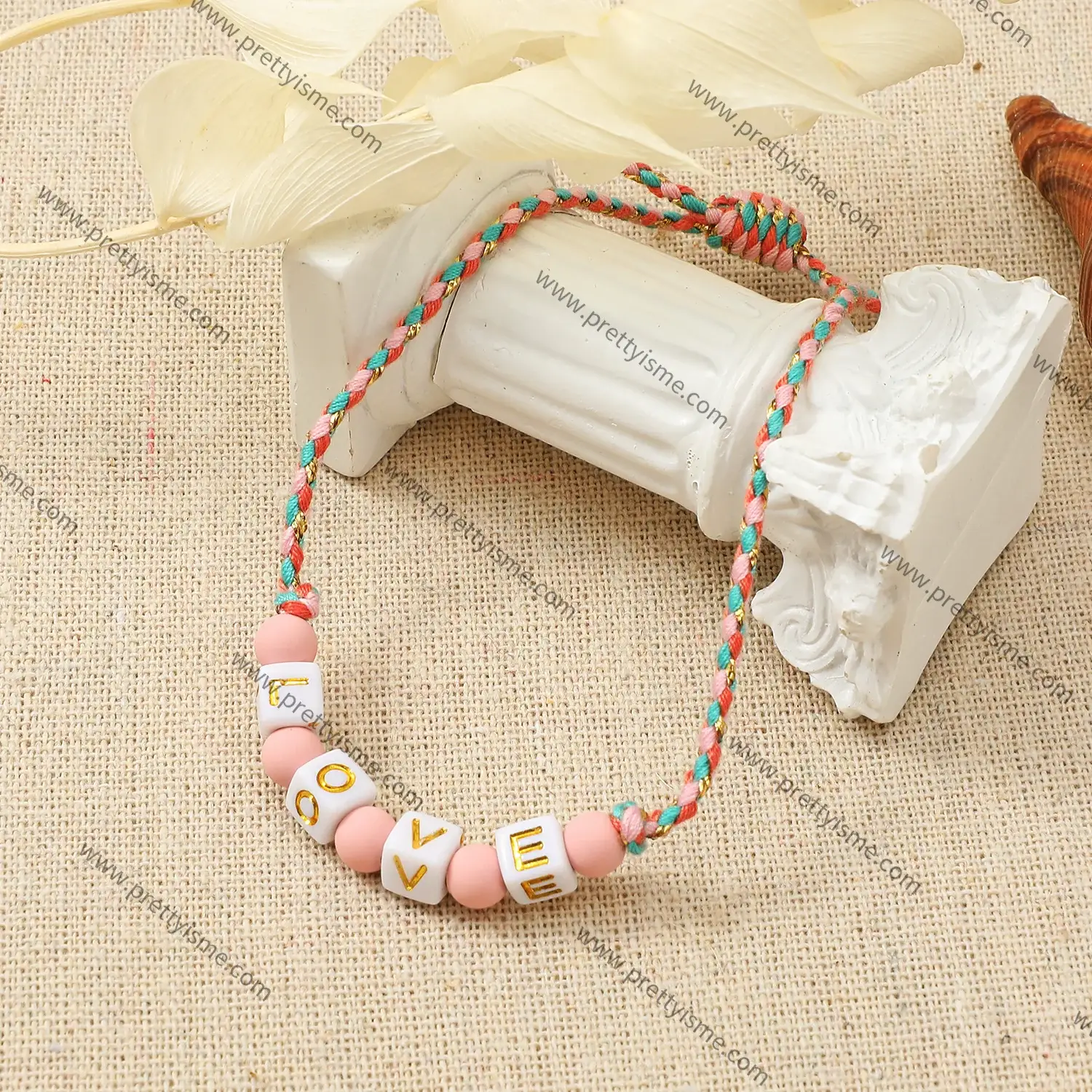 Pretty is me Collection Hand Woven Hand Rope Bracelet Round Beads Mixed LOVE Square Beads (2).webp