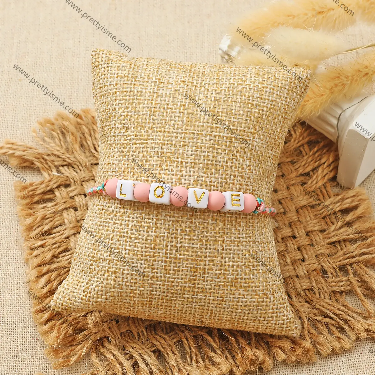 Pretty is me Collection Hand Woven Hand Rope Bracelet Round Beads Mixed LOVE Square Beads (4).webp