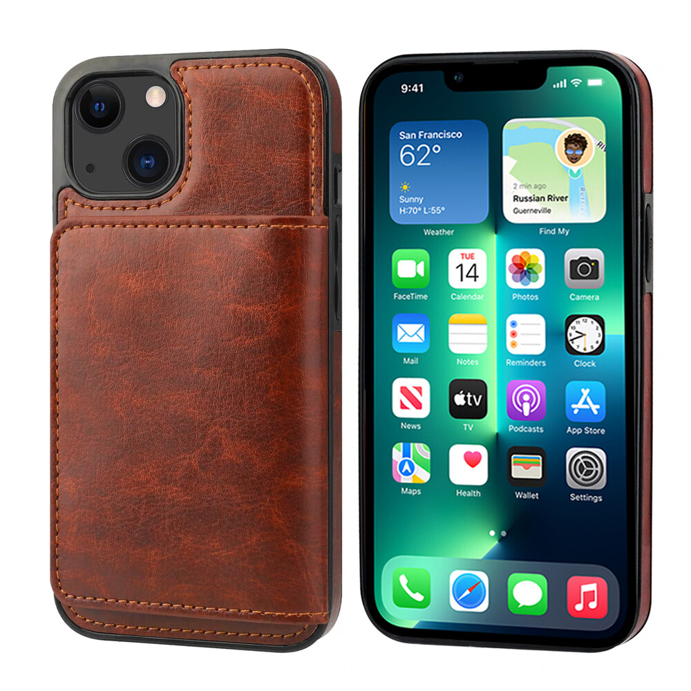 Flip Wallet Magnetische Echtleder Luxus Handyhülle Mit Kartensteckplatz Halter Für iPhone 13