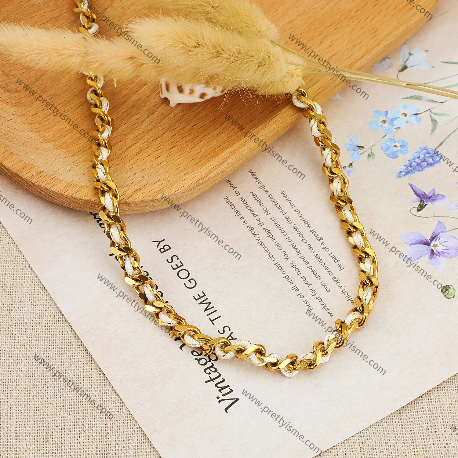 Stainless Steel Chunky Chain with Satin Ribbon Uinsex Necklace (1).webp