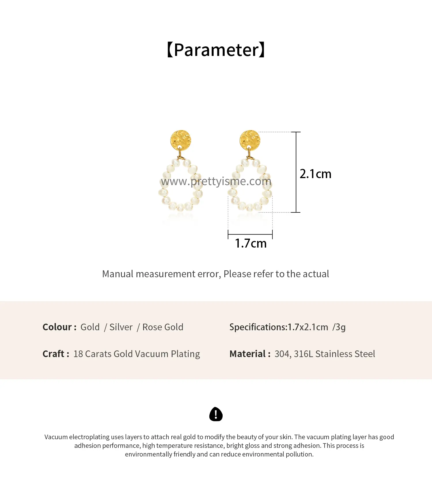 Fresh Water Pearls Circle With Hammered Finish Plate Stainless Steel Elegant Earring (6).webp
