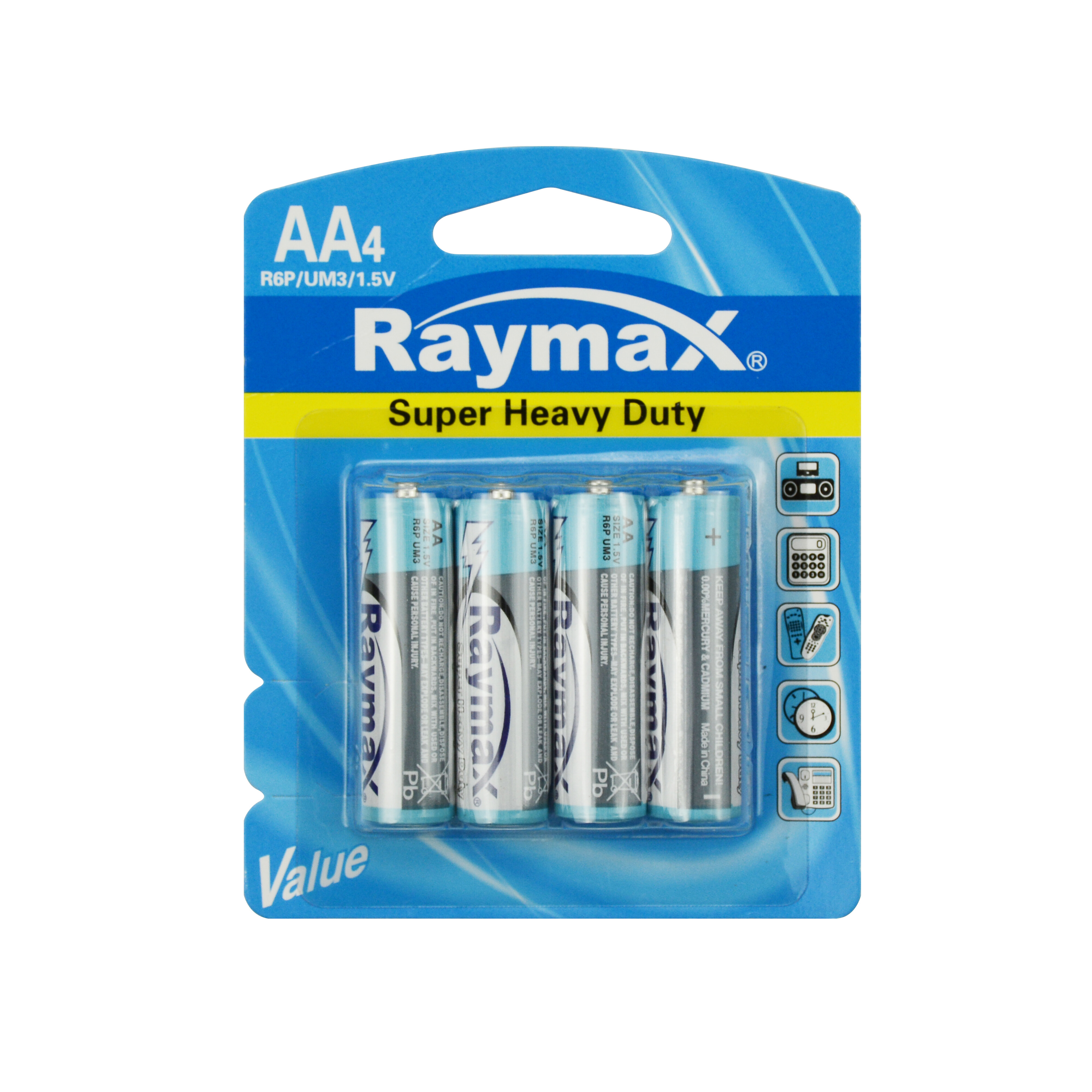 Raymax OEM 1.5v R6P AA Um3 Zinc Carbon Battery wholesale, Pack of 4