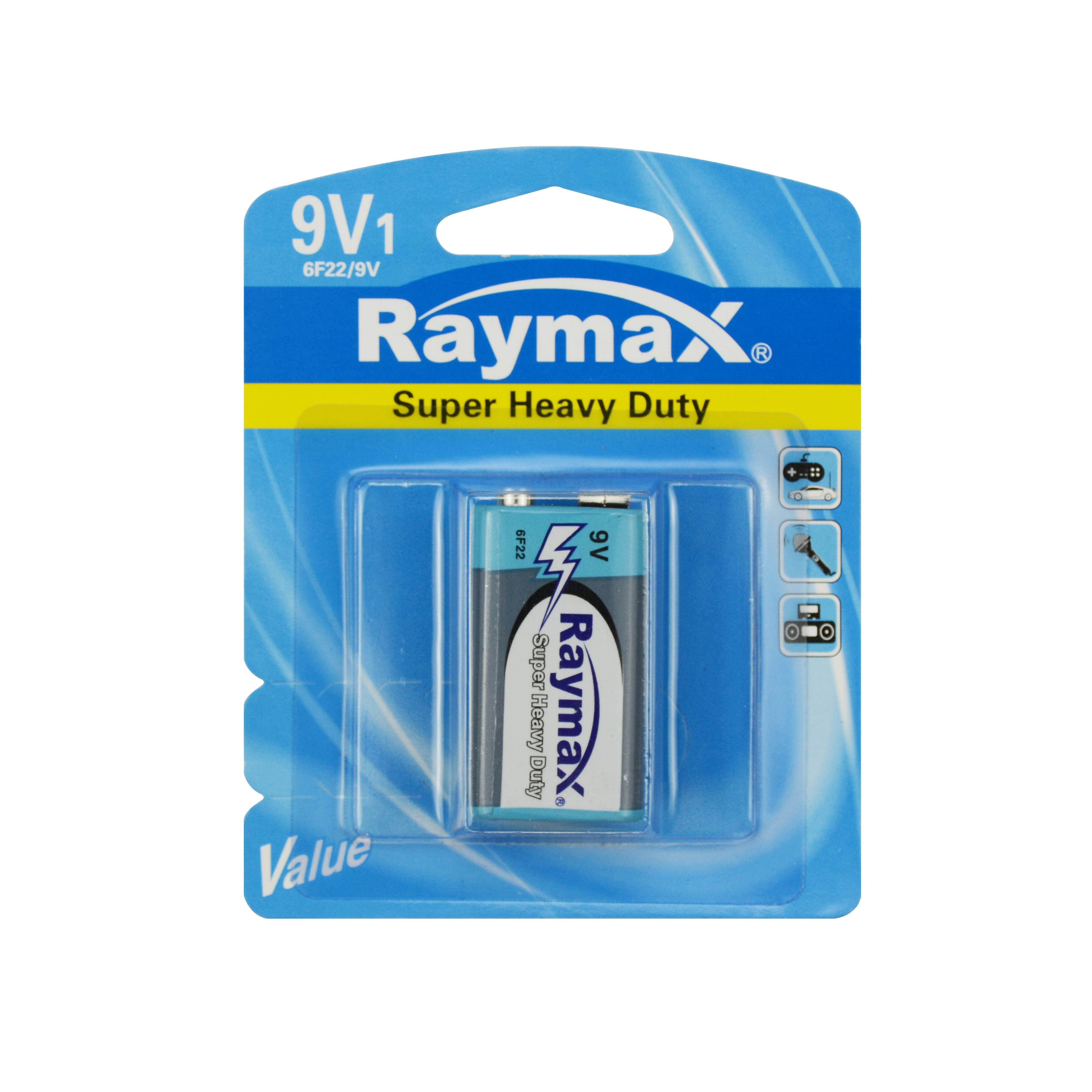 Raymax customized 6F22 9V wholesale super heavy duty battery, pack of 1 – great for smoke detectors