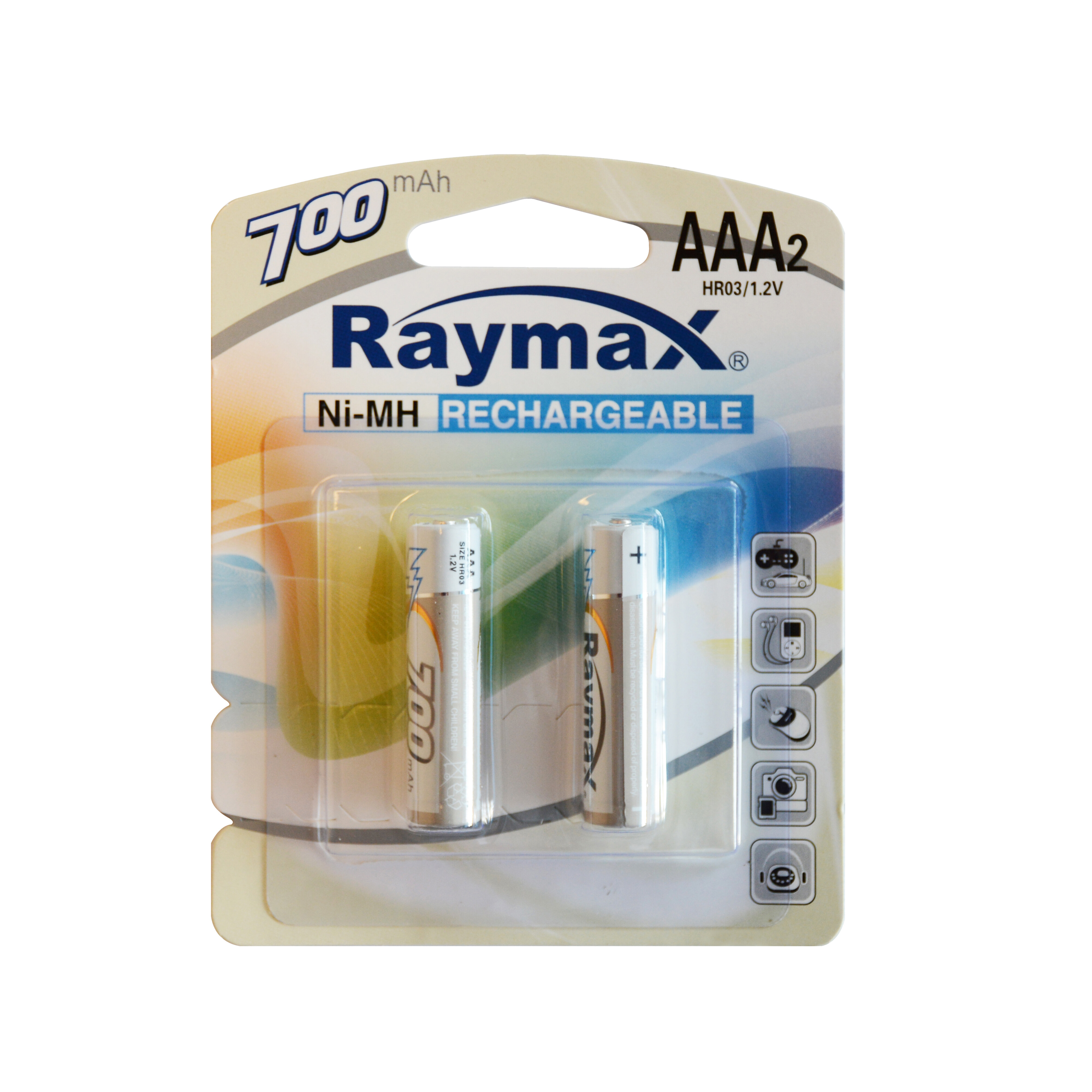 Raymax High Capacity NIMH rechargeable HR03 AAA 700mAh 1.2V battery for Clocks