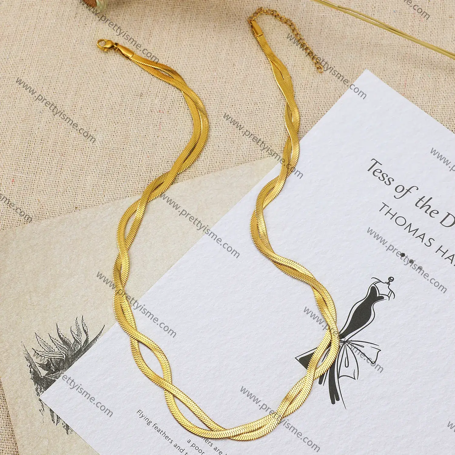 Flat Snake Chain Corssed Trendy Style Non Tarnish Wholesale Stainess Steel Necklace (3).webp
